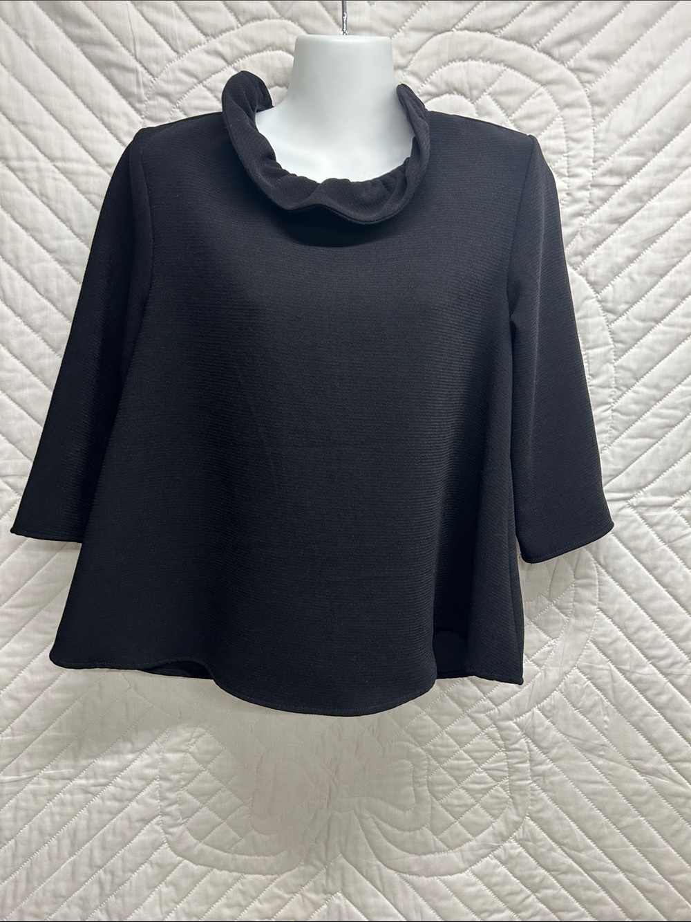 Pomander Place Black Ruffle Collar Tunic